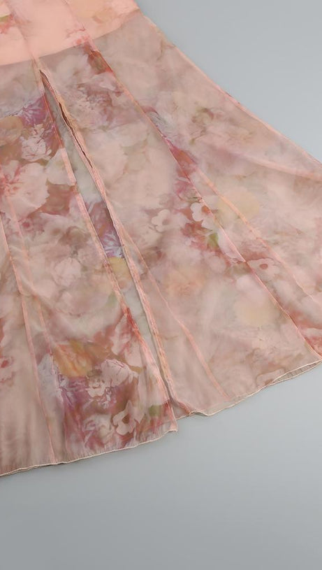 SILK FLORAL MAXI SET DRESS IN ROSE PINK