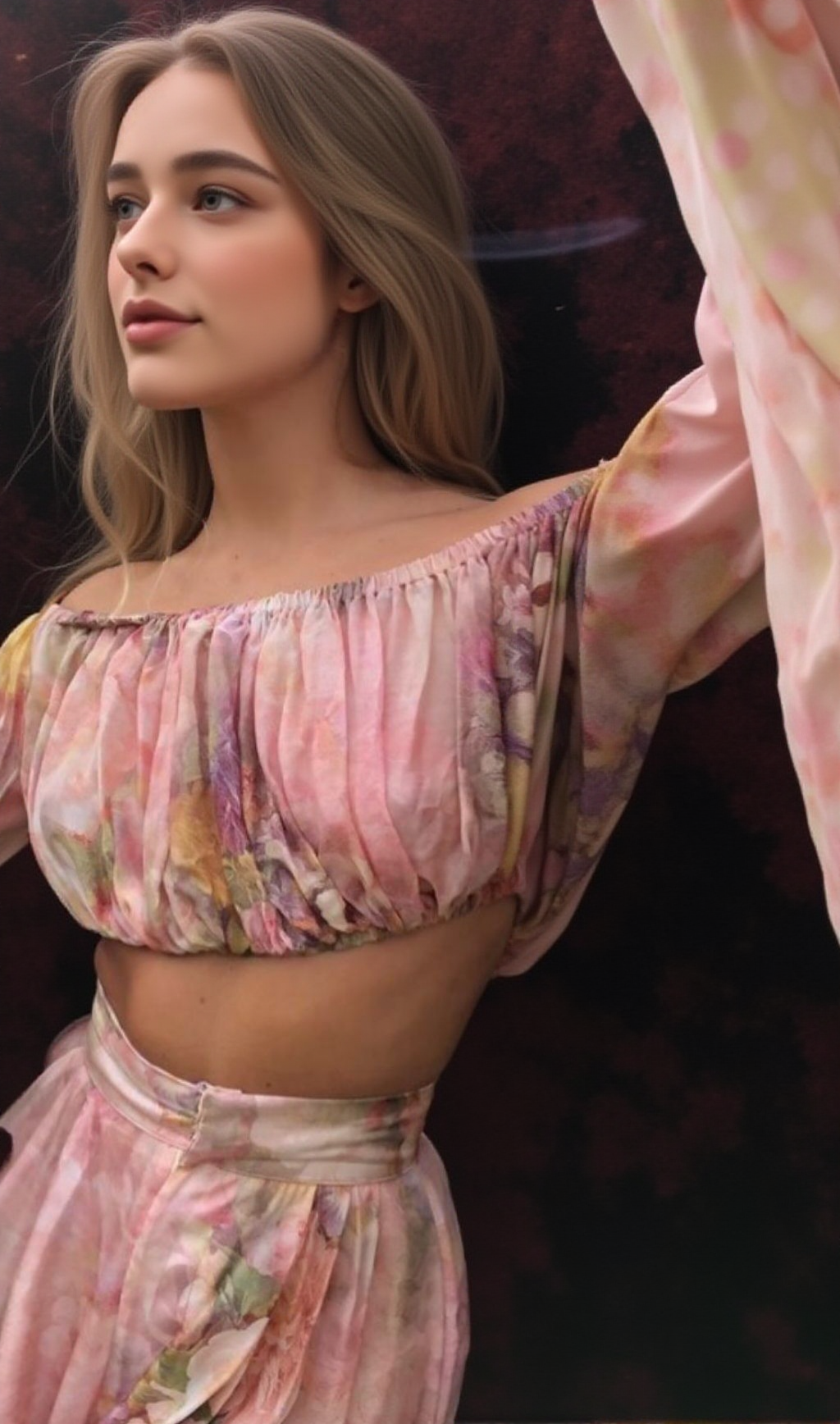 SILK FLORAL MAXI SET DRESS IN ROSE PINK