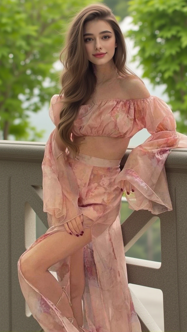 AIIZIE SILK FLORAL MAXI SET DRESS IN ROSE PINK - product image