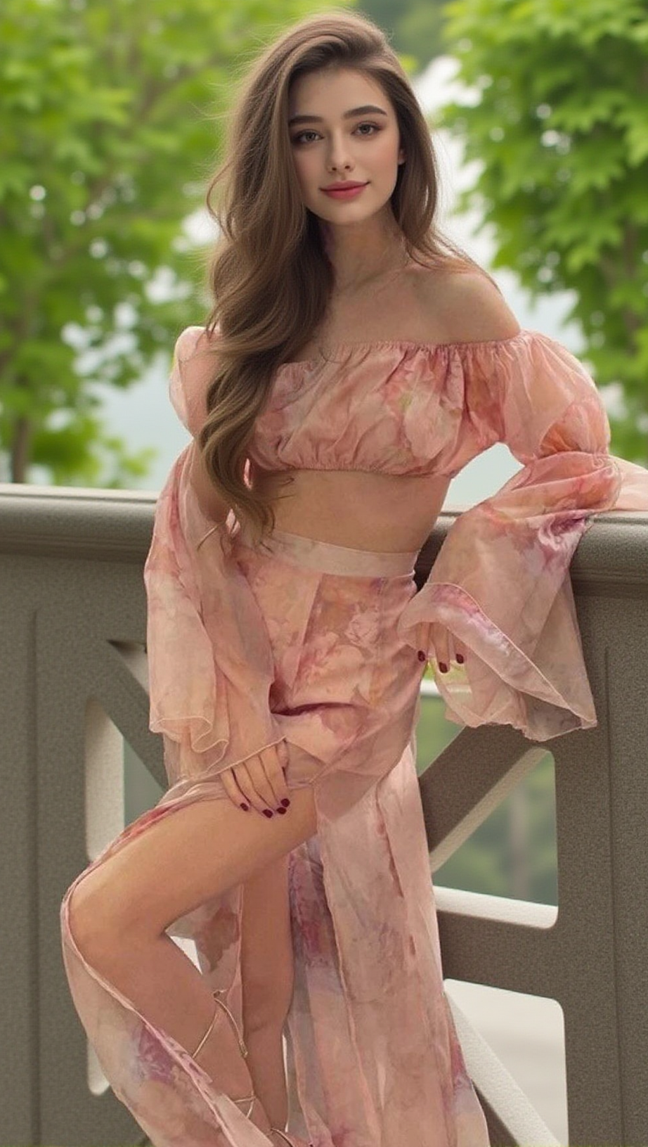 SILK FLORAL MAXI SET DRESS IN ROSE PINK