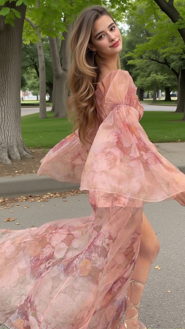 AIIZIE SILK FLORAL MAXI SET DRESS IN ROSE PINK - product image