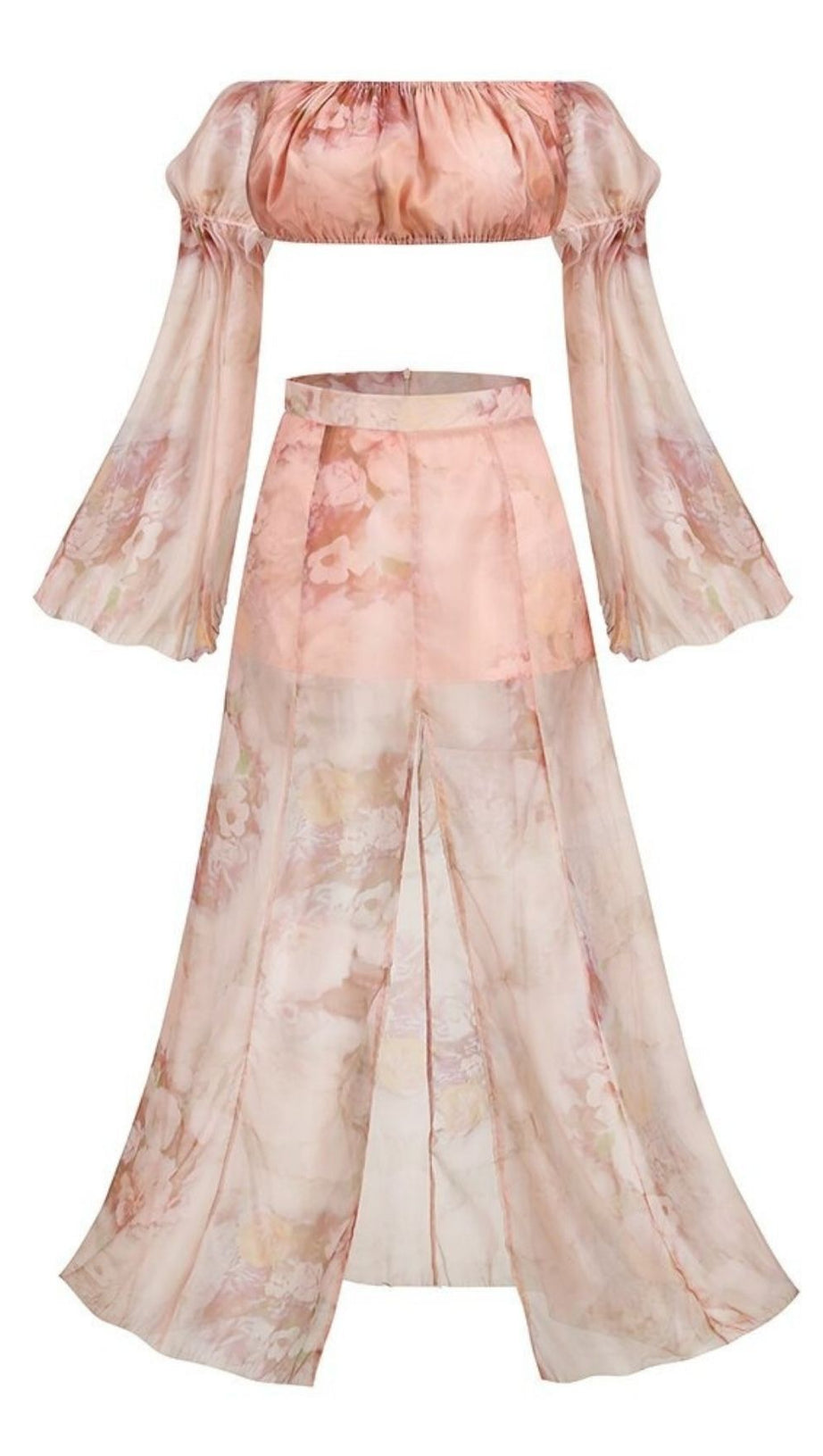 SILK FLORAL MAXI SET DRESS IN ROSE PINK