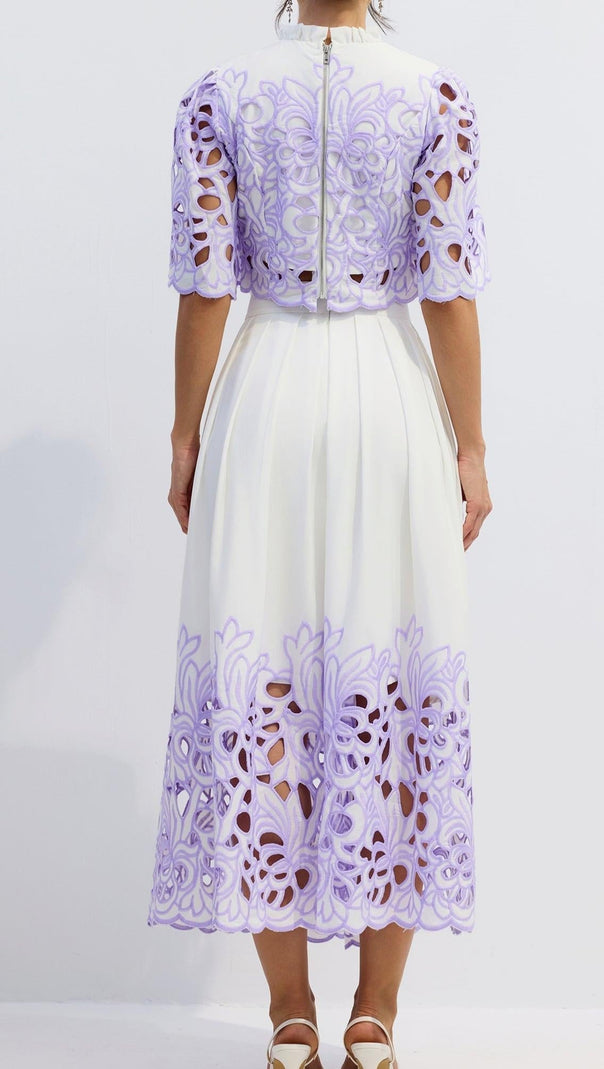 AIIZIE DIANA FLORAL EMBROIDERED TWO-PIECE SET IN PURPLE - product image