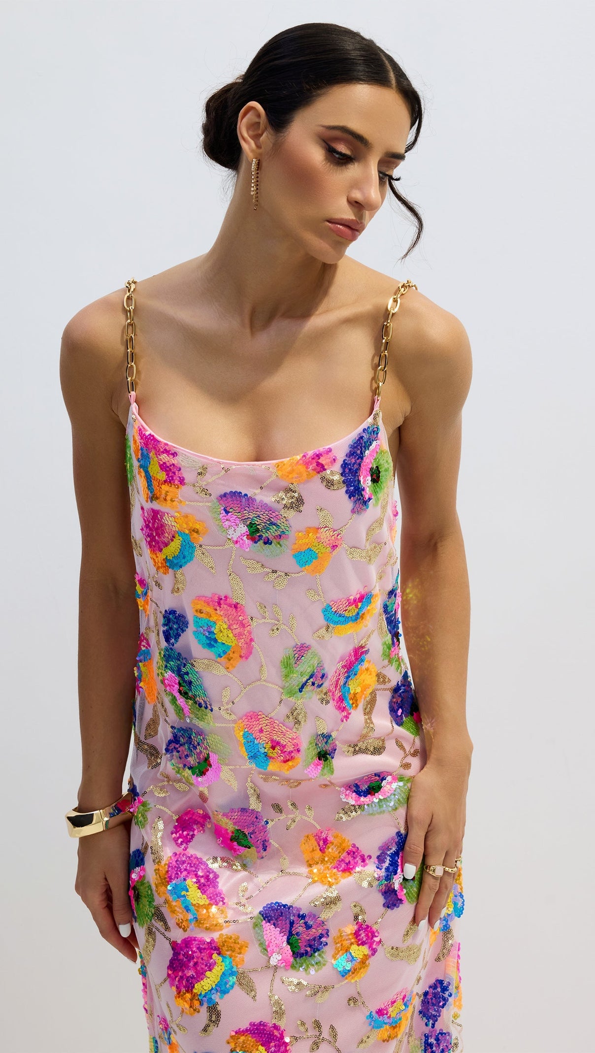 Fanny Embroidered Sequins Backless Maxi Dress