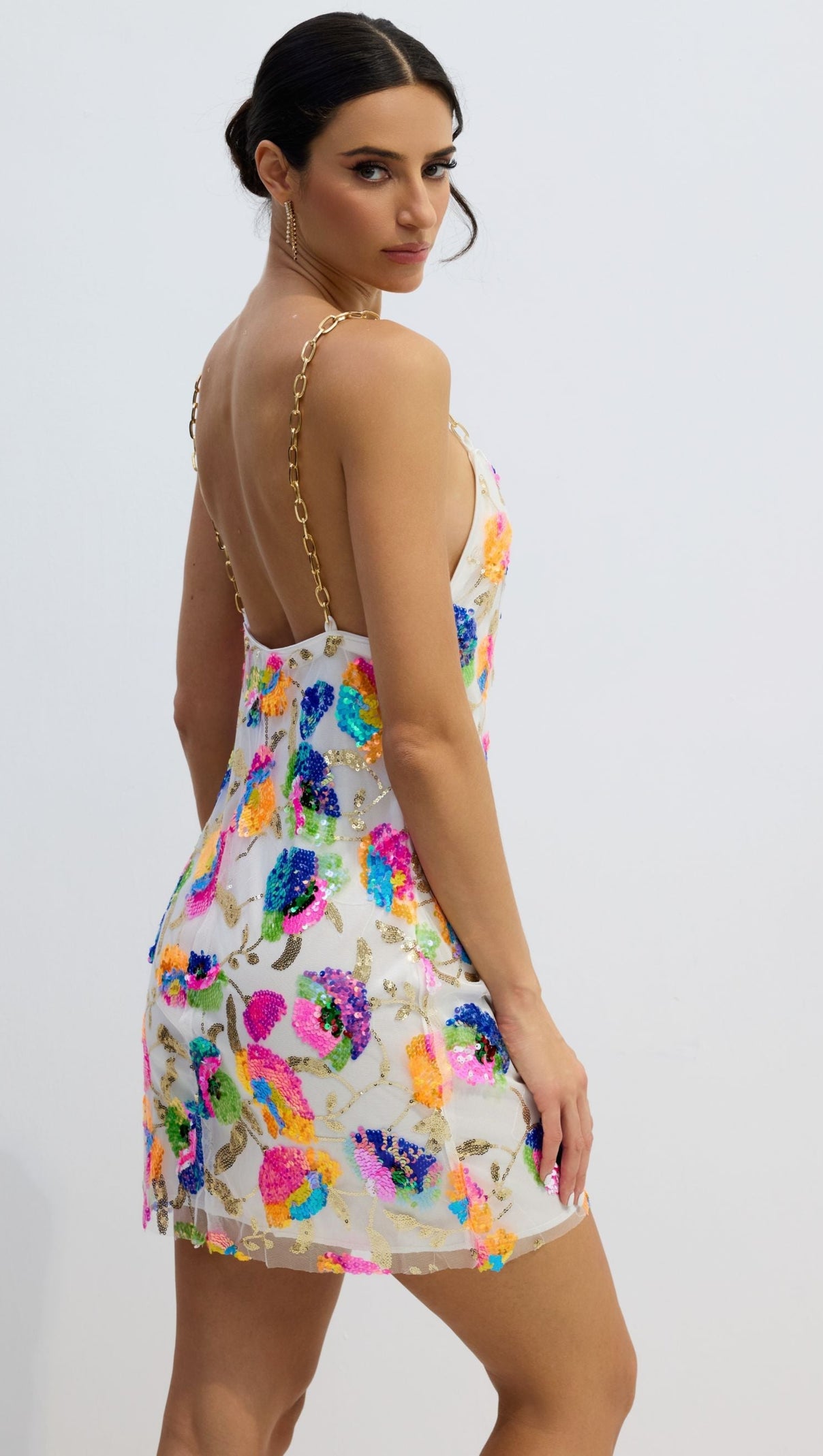Fanny Embroidered Sequins Backless Mini Dress