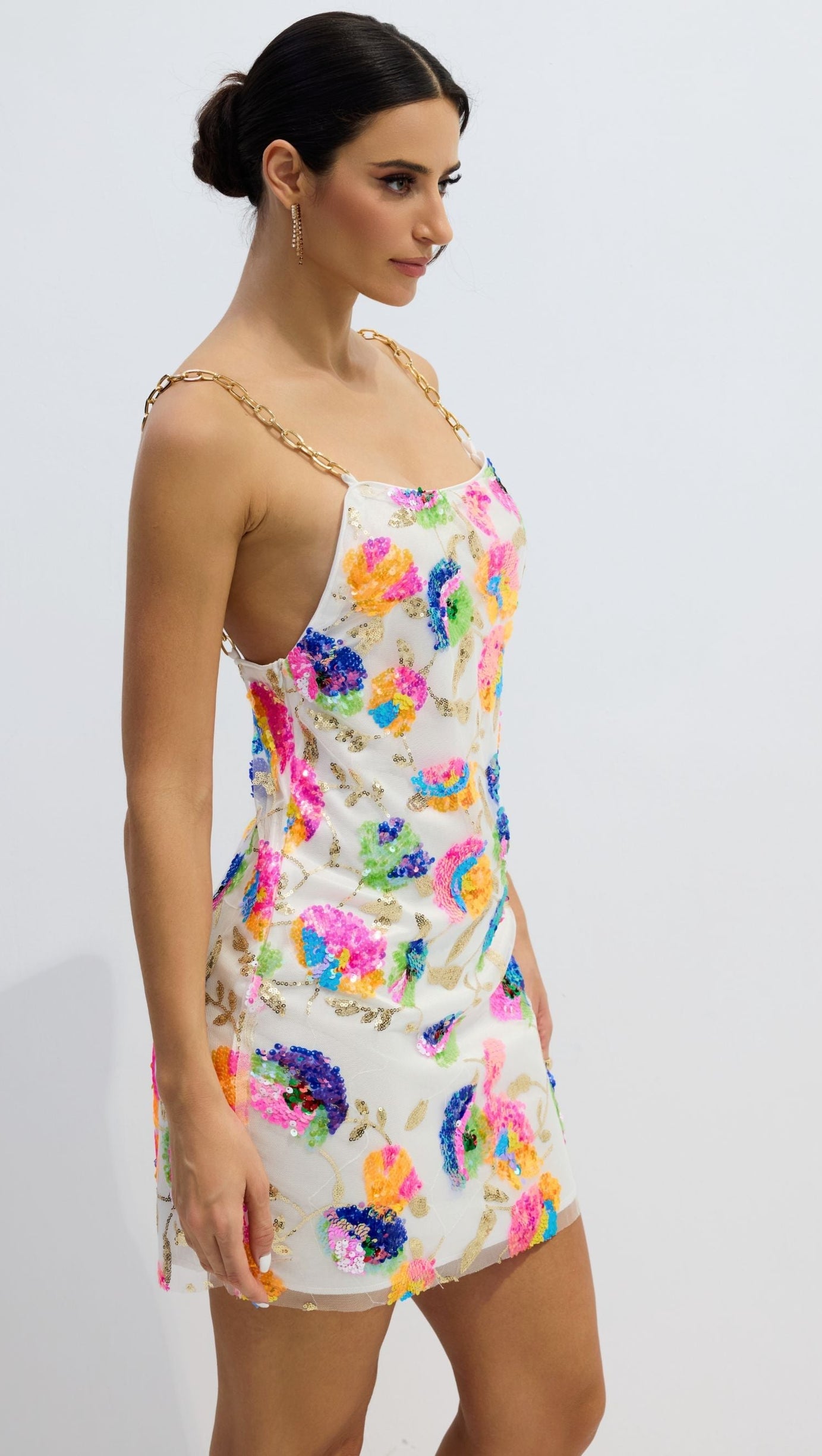 Fanny Embroidered Sequins Backless Mini Dress