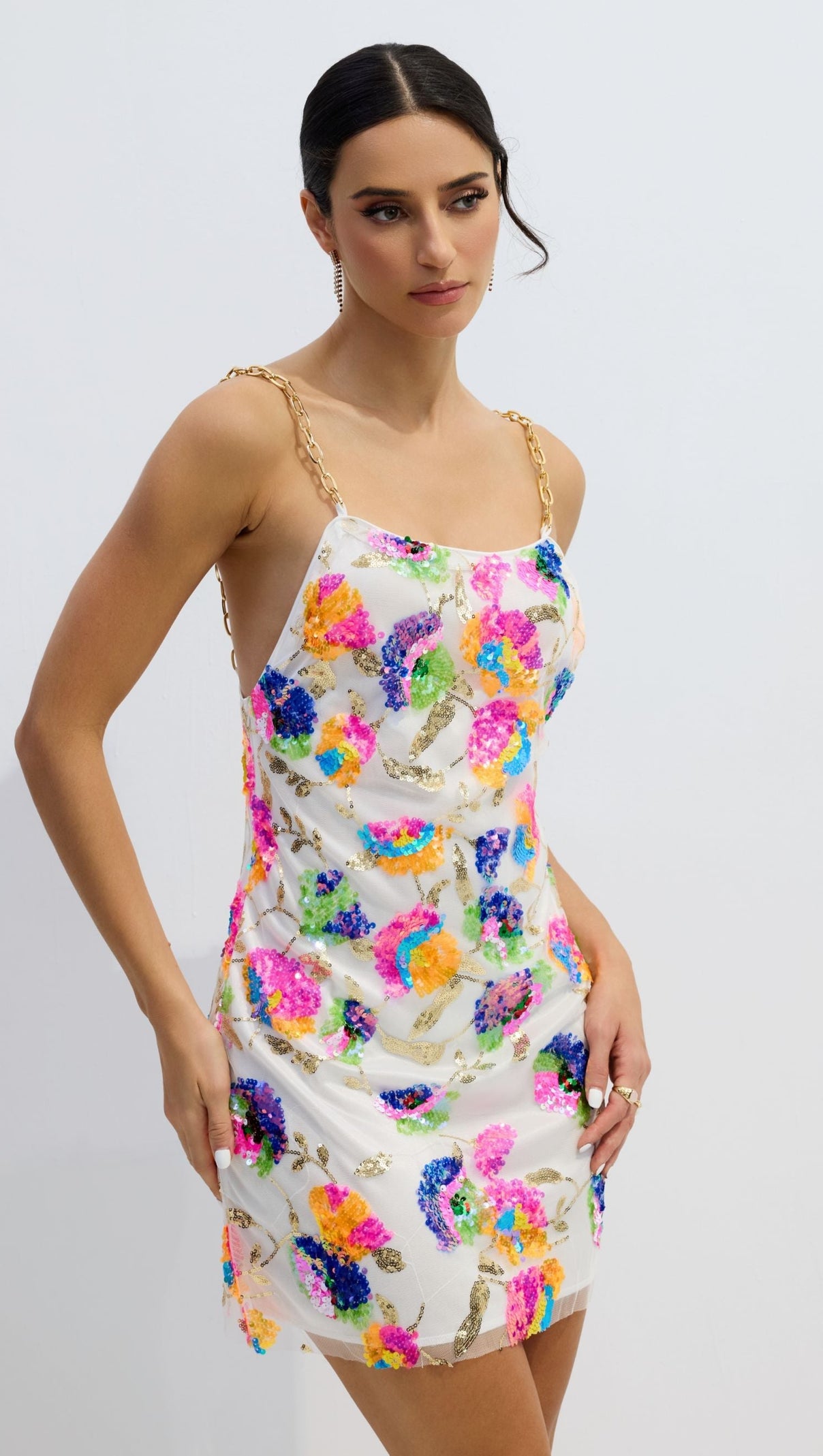 Fanny Embroidered Sequins Backless Mini Dress