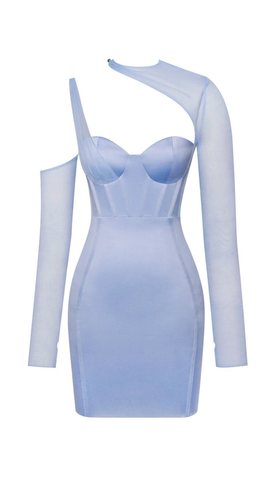 MESH SLEEVE SATIN CIRSET MINI DRESS IN BLUSH