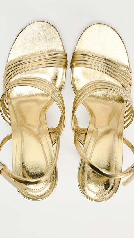 METALLIC STRAPPY SANDALS