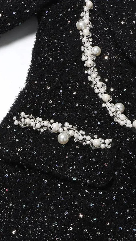 GONNA DA COMPLETO CON PAILLETTES DECORATE CON PERLE