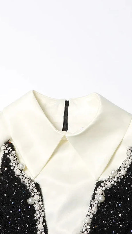 GONNA DA COMPLETO CON PAILLETTES DECORATE CON PERLE