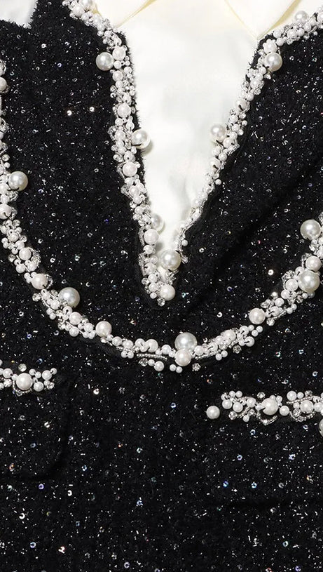 GONNA DA COMPLETO CON PAILLETTES DECORATE CON PERLE