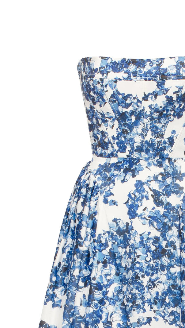 AIIZIE LETITIA BLUE HYDRANGEA STRAPLESS MAXI DRESS - product image