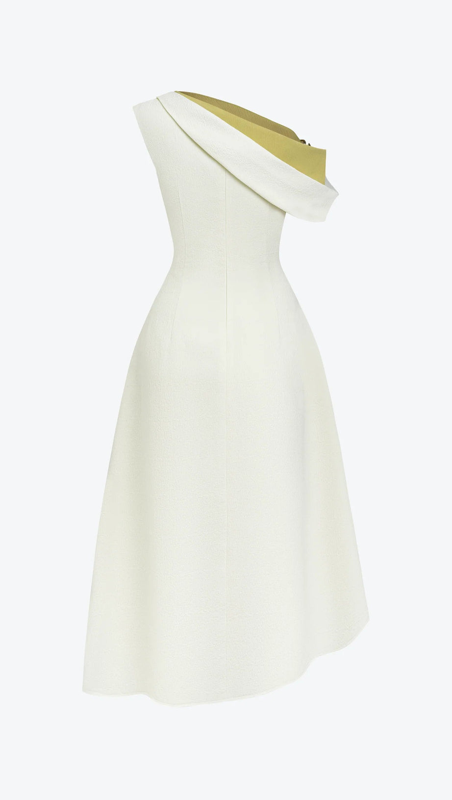 LUCY ONE-SHOULDER A-LINE MIDI DRESS IN WHITE