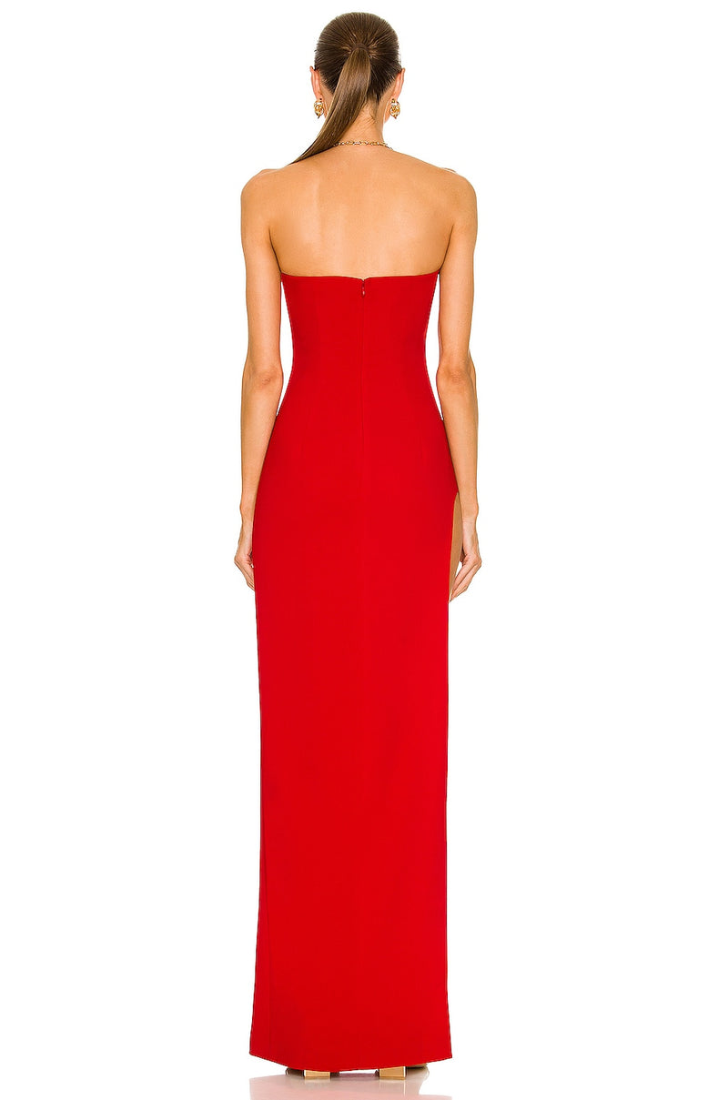 Tube Slit strapless Gown in red