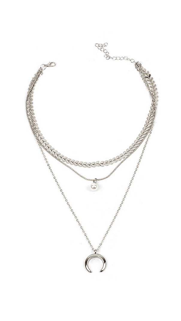 AIIZIE MULTI-LAYERED CRESCENT PENDANT NECKLACE - product image