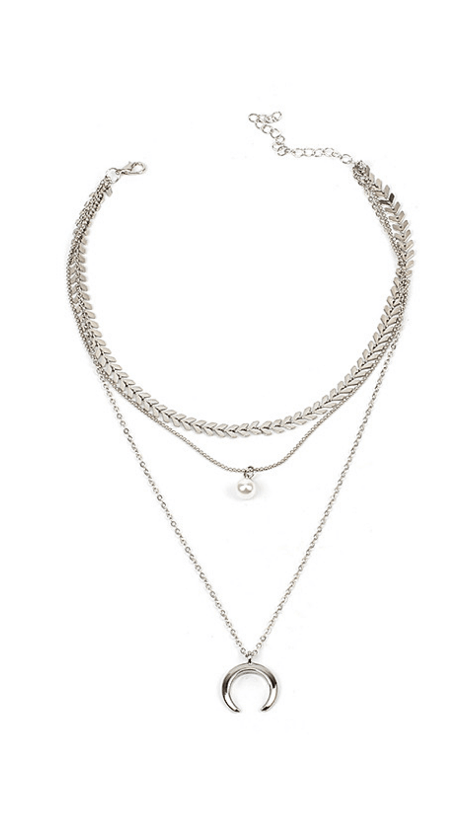MULTI-LAYERED CRESCENT PENDANT NECKLACE