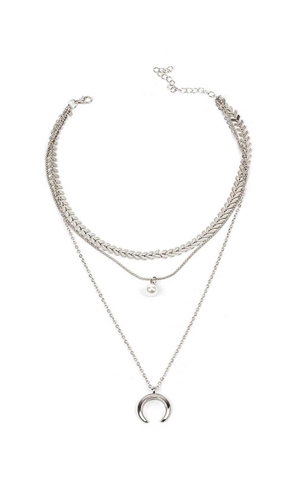 MEHRSCHICHTIGE HALSKETTE MIT HALBMOND-ANHÄNGER