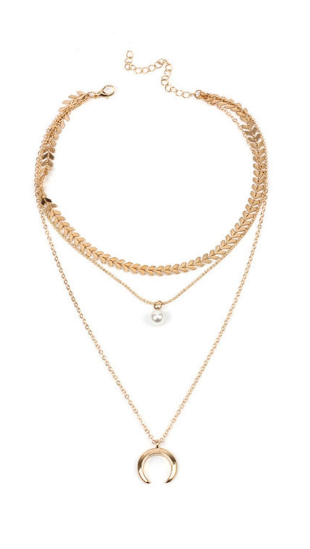 AIIZIE MULTI-LAYERED CRESCENT PENDANT NECKLACE - product image