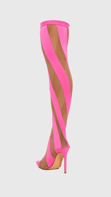 STIVALI ALTEZZA COSCIA MAEVE STRIPE MESH SOCK - ROSA