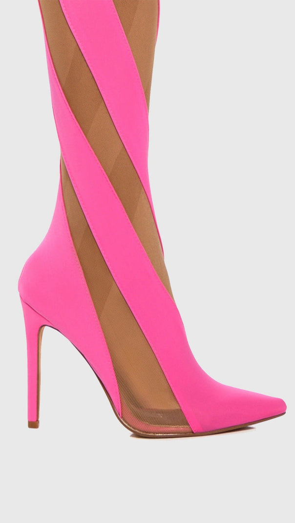 AIIZIE MAEVE STRIPE MESH SOCK THIGH-HIGH BOOTS - PINK - product image