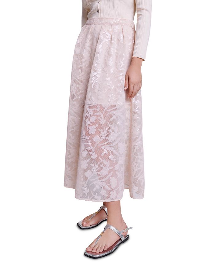 AIIZIE JUPON MESH FLORAL EMBROIDERED MAXI SKIRT - product image