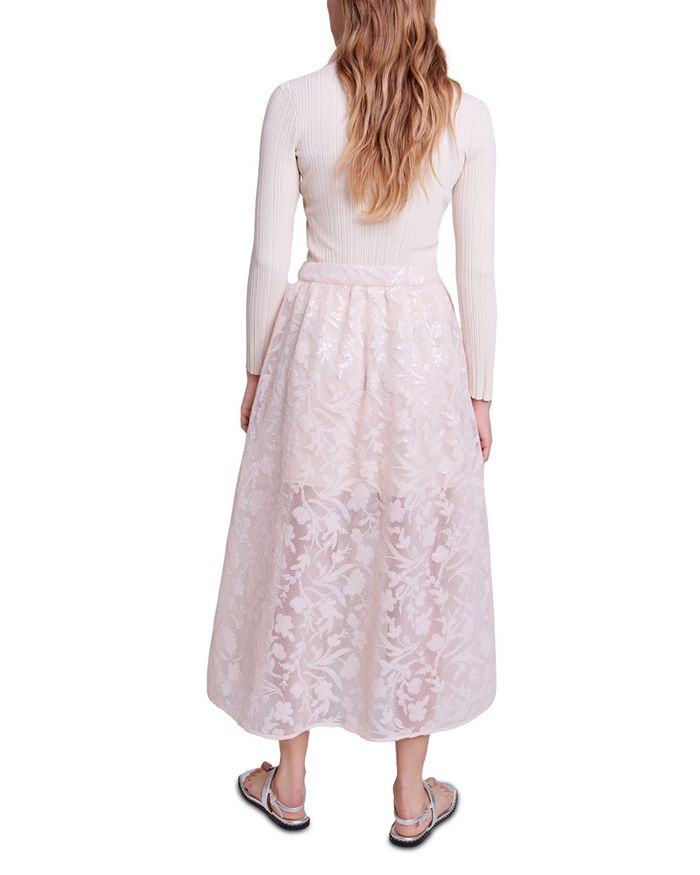 AIIZIE JUPON MESH FLORAL EMBROIDERED MAXI SKIRT - product image