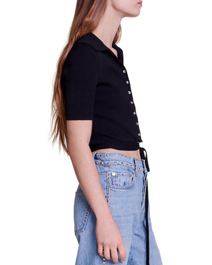 AIIZIE MOSEAL RHINESTONE SNAP CROP TOP - product image