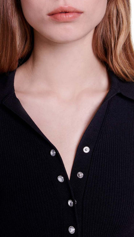 MOSEAL TOP CORTO CON STRASS E BOTTONI A PRESSIONE 