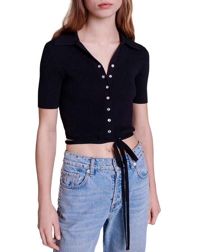 AIIZIE MOSEAL RHINESTONE SNAP CROP TOP - product image