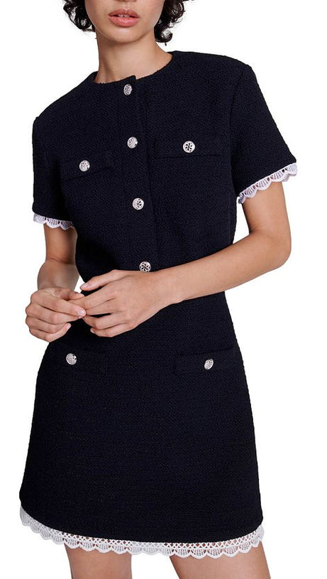 RAMISIA TWEED SHORT SLEEVE DRESS