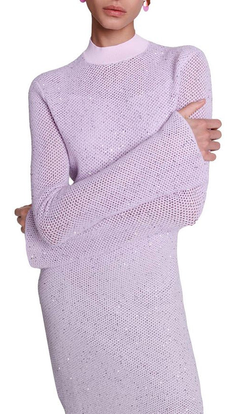 RAVILLY SEQUINED OPEN KNIT DRESS