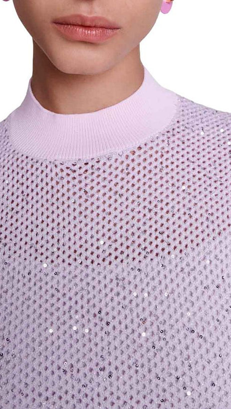 RAVILLY SEQUINED OPEN KNIT DRESS