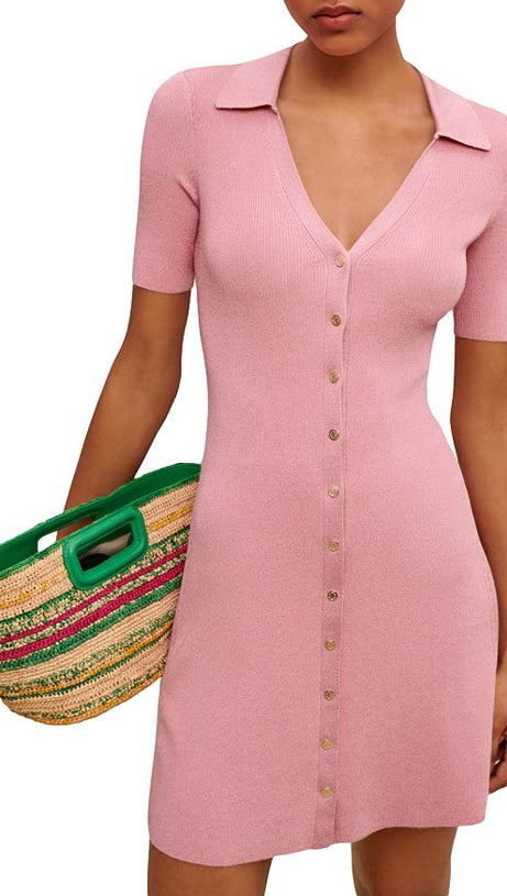 ROLIANE KNIT POLO MINI DRESS