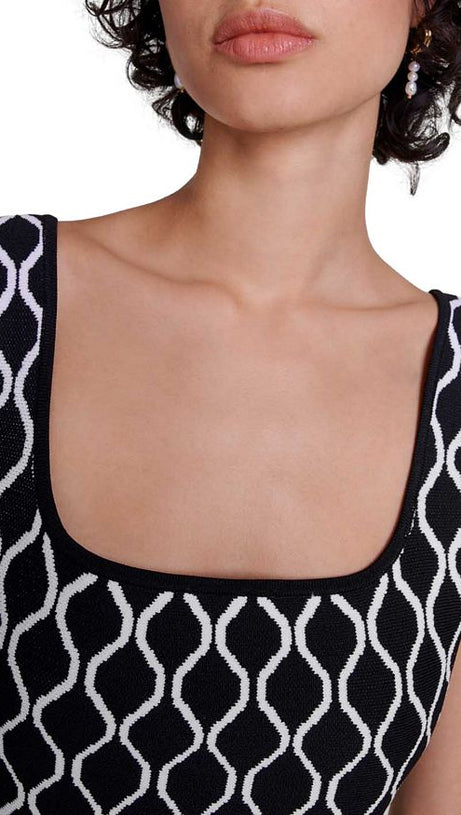 RUSSEL GRAPHIC KNIT SKATER DRESS