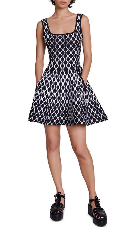 RUSSEL GRAPHIC KNIT SKATER DRESS