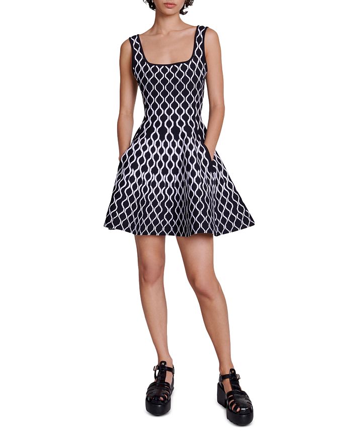 AIIZIE RUSSEL GRAPHIC KNIT SKATER DRESS - product image