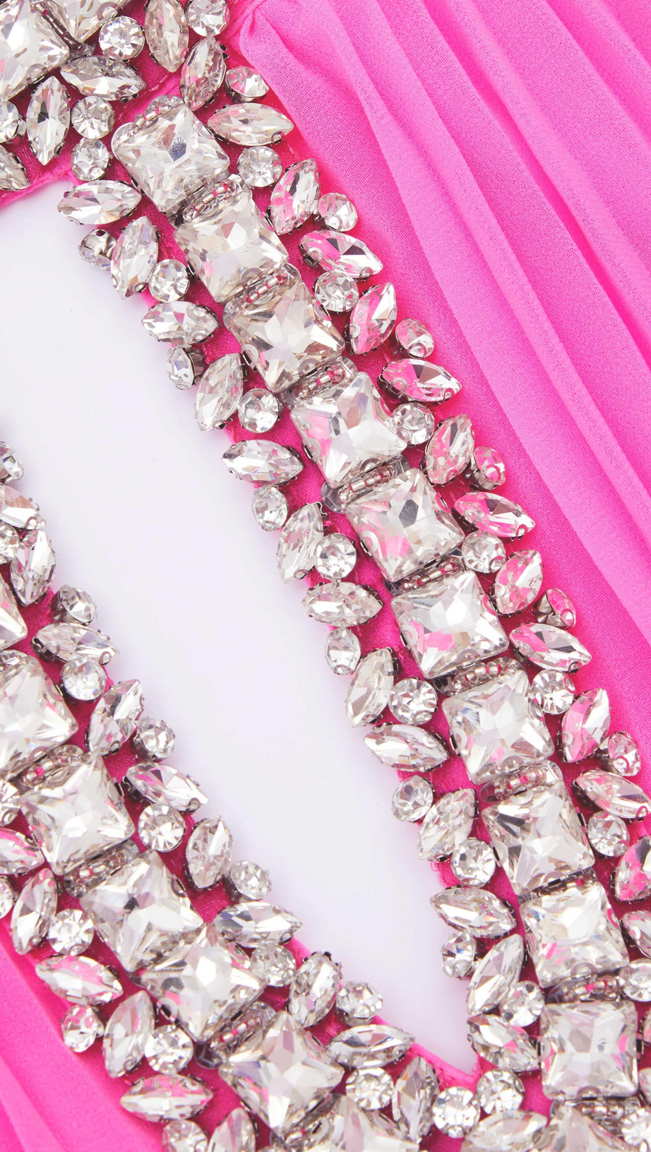 MANJA DIAMANTE CHIFFON FEATHER MAXI DRESS - PINK