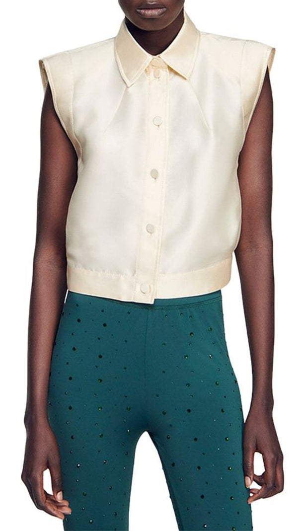 AIIZIE LIMON CROPPED SATIN SHIRT - product image