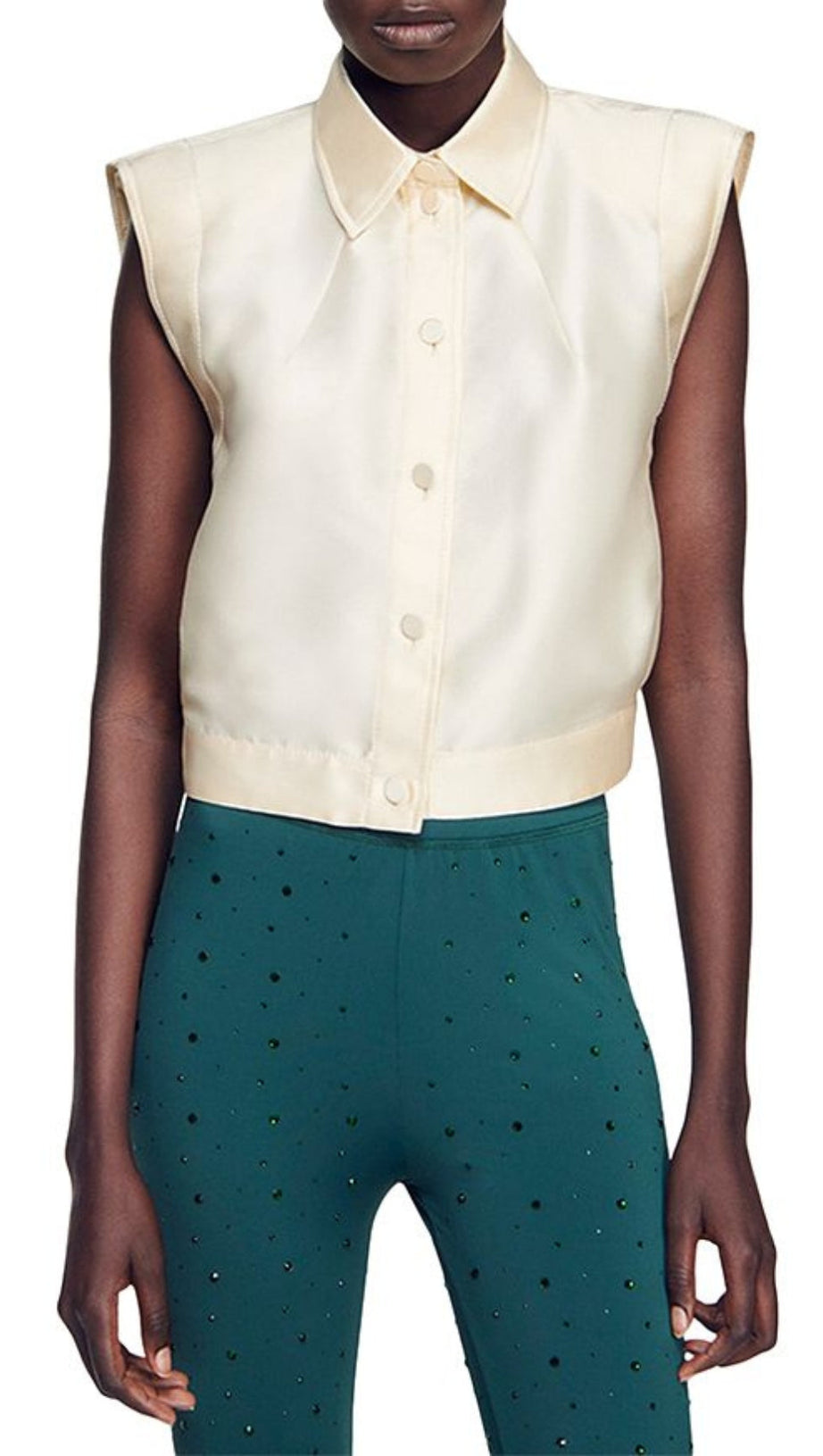 LIMON CROPPED SATIN SHIRT