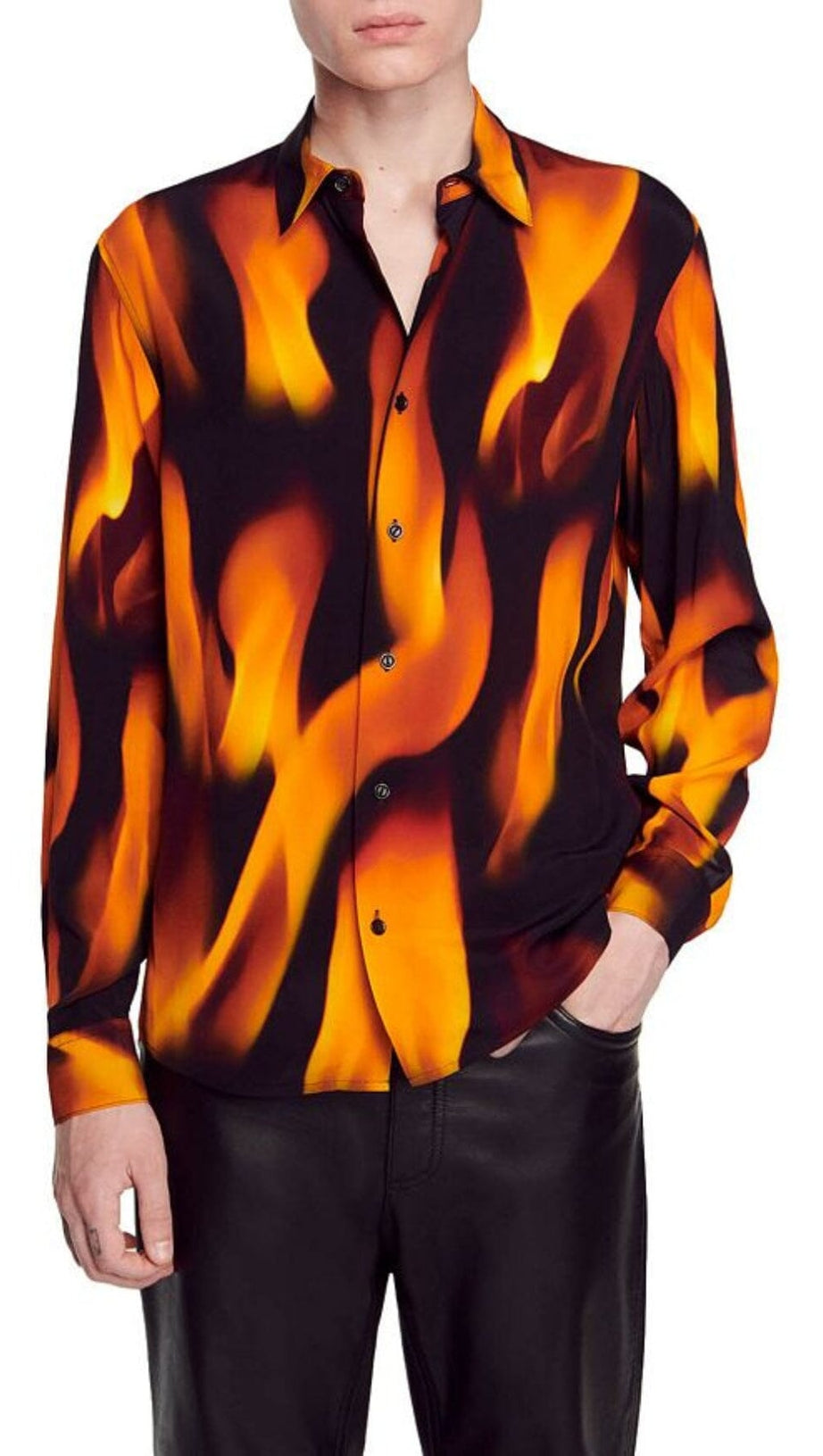 CAMICIA A MANICA LUNGA CON FIAMME 