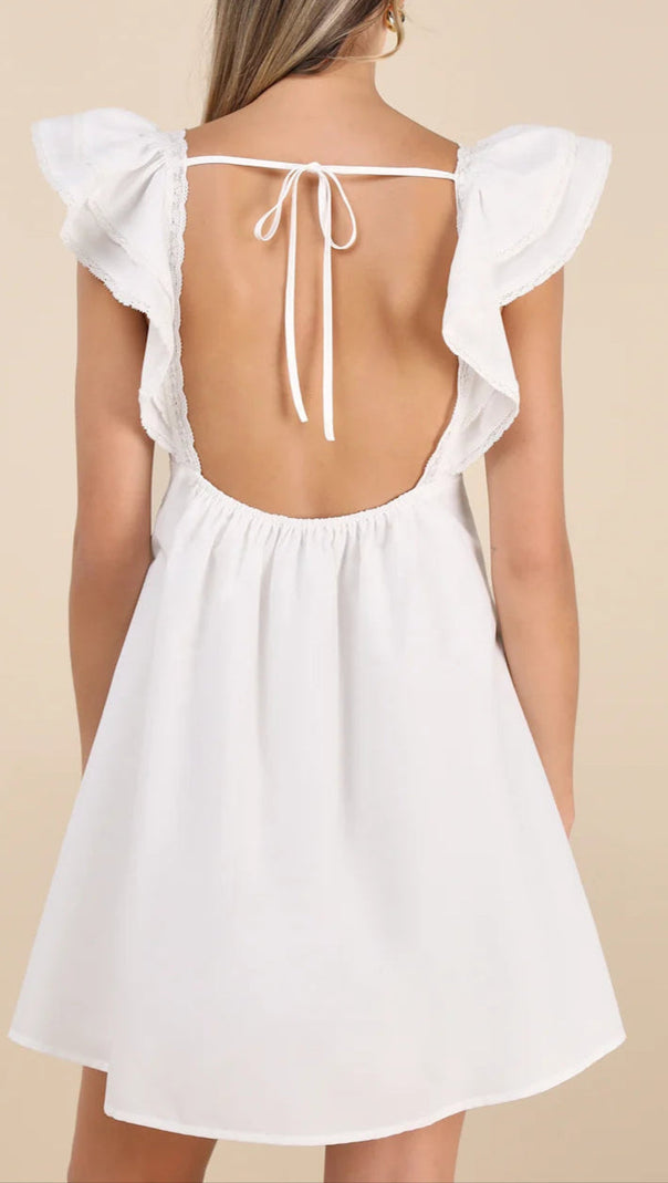 AIIZIE MARVELOUS TIME WHITE RUFFLED MINI DRESS - product image