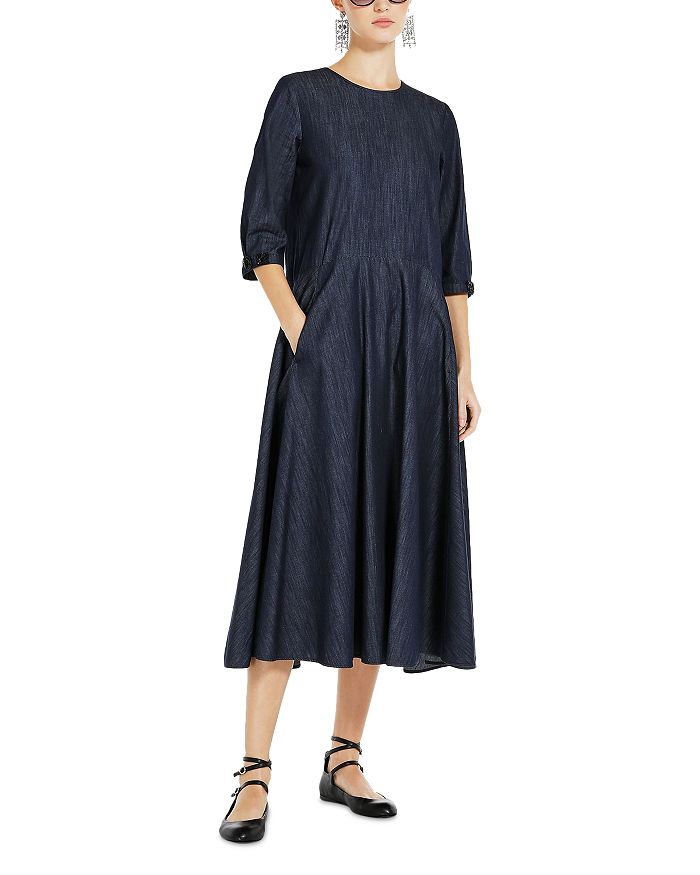 AIIZIE EMBELLISHED COTTON DENIM MIDI DRESS - product image