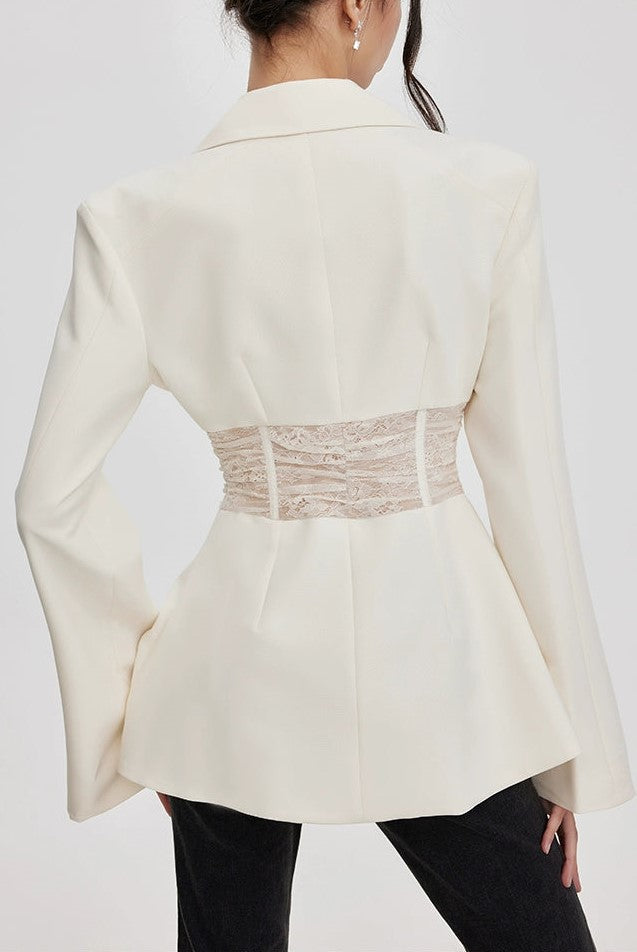 AIIZIE MELANY SEE THROUGH LACE UP SHIRT IN WHITE - product image