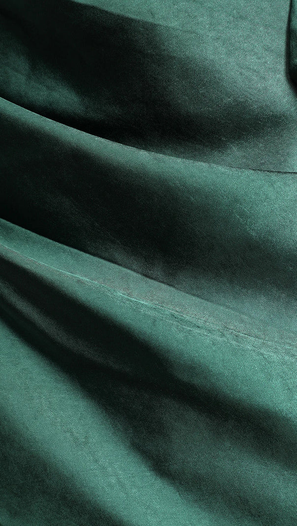 AIIZIE EMERALD SATIN COWL NECK TULIP MINI DRESS - product image