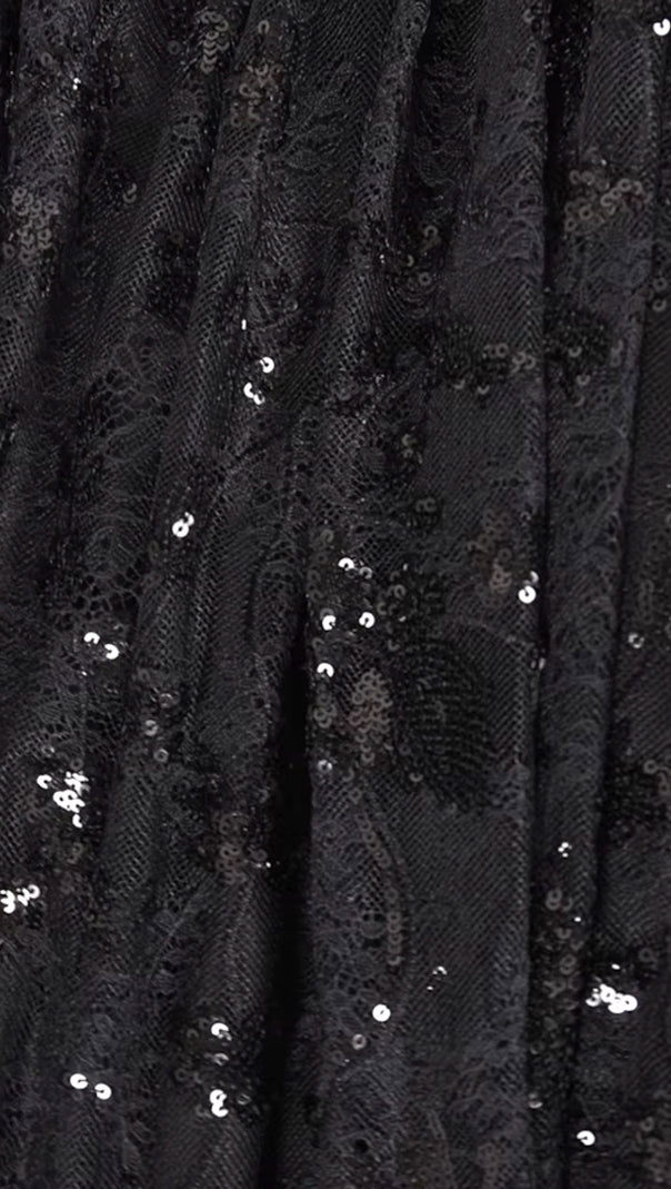 AIIZIE MERMAID SEQUIN LACE MAXI DRESS BLACK - product image