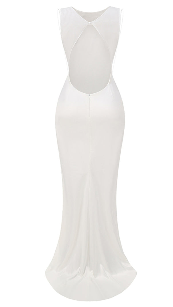 AIIZIE MESH INSERT MAXI DRESS WHITE - product image