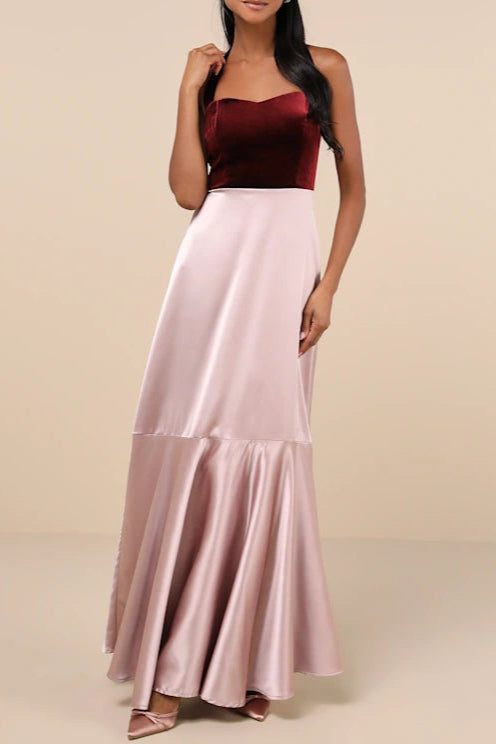 MESMERIZING IMPRESSION MAUVE PINK MIXED MEDIA HALTER MAXI DRESS LULUS