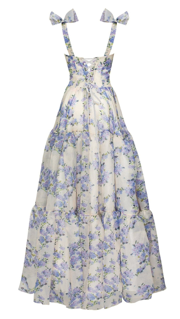 AIIZIE HYDRANGEA TENDER FLORAL MAXI TIE-STRAP DRESS - product image