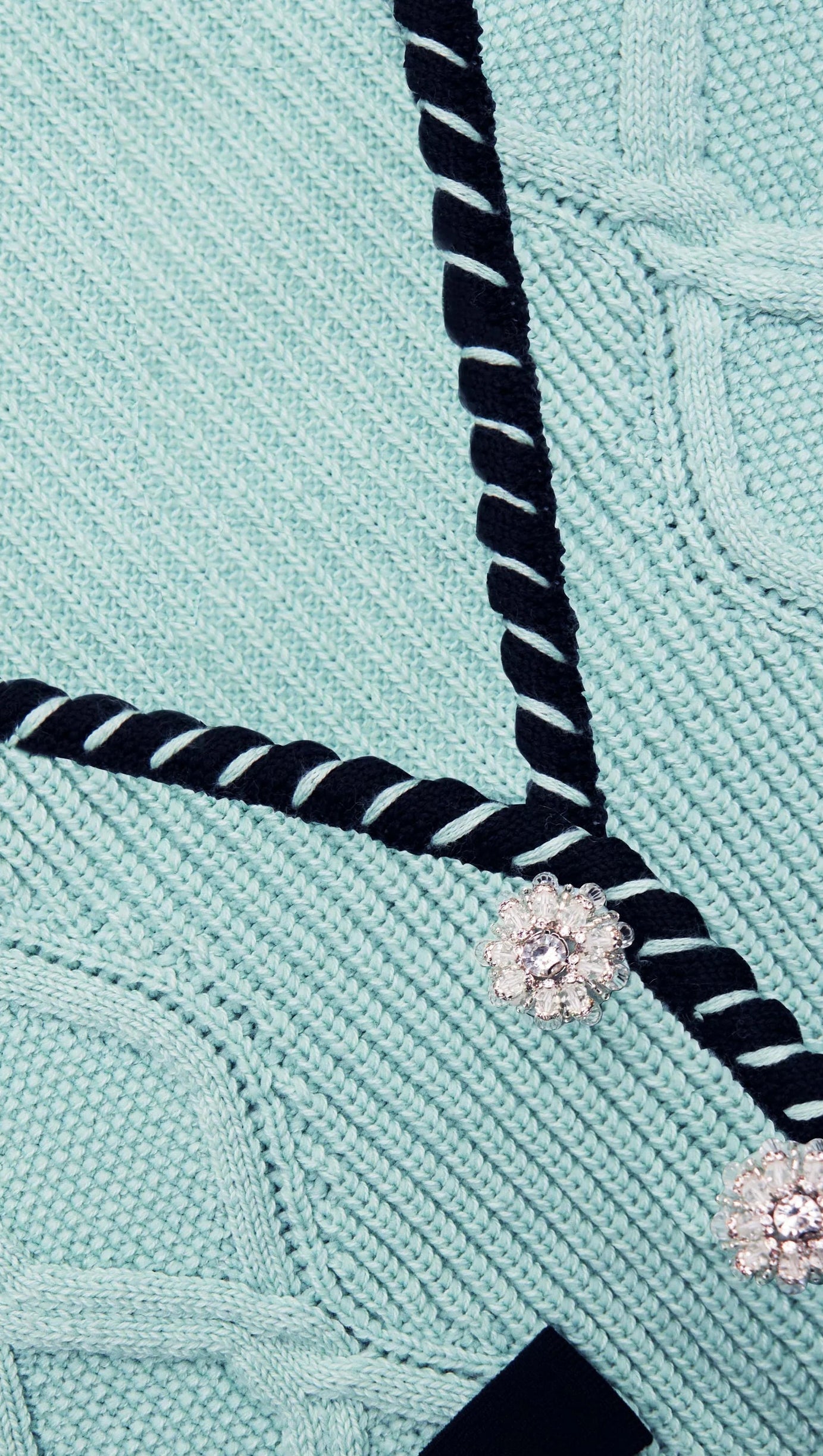 CARDIGAN CORTO IN MAGLIA A TRECCE MENTA 